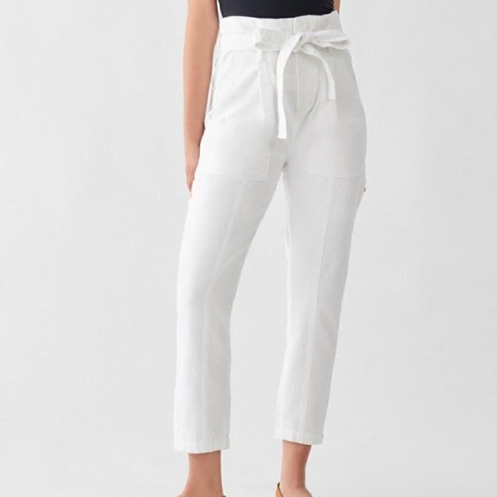 DL1961 Women's Size 26 Susie Paper Bag High Rise Pants Denim Torino White Cotton